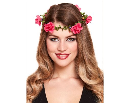 HEADBAND WITH HOT PINK FLOWERS