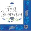(36) 33CM FIRST COMMUNION BLUE L/NAPKINS