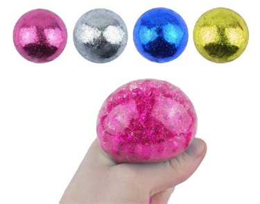 6.5cm ASST GLITTER SPLAT BALL W/BEADS  12S