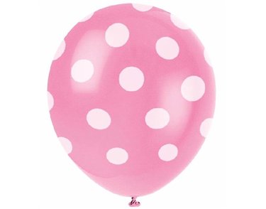 (6) 12IN HOT PINK DOTS BALLOONS