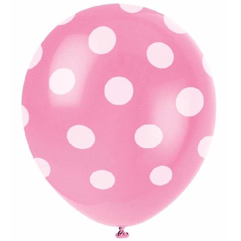 (6) 12IN HOT PINK DOTS BALLOONS