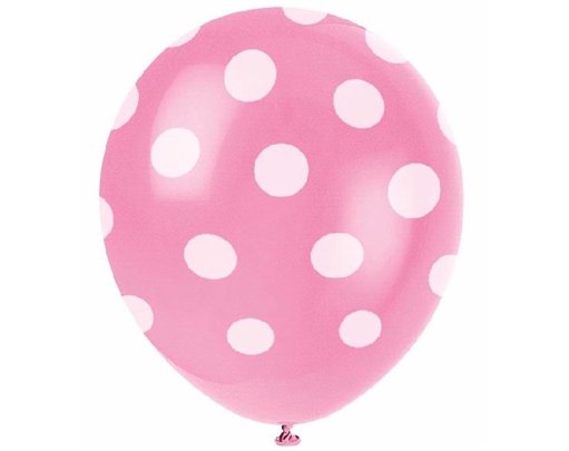 (6) 12IN HOT PINK DOTS BALLOONS