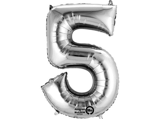 SILVER NO. 5 SUPERSHAPE FOIL BALLOON