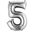 SILVER NO. 5 SUPERSHAPE FOIL BALLOON