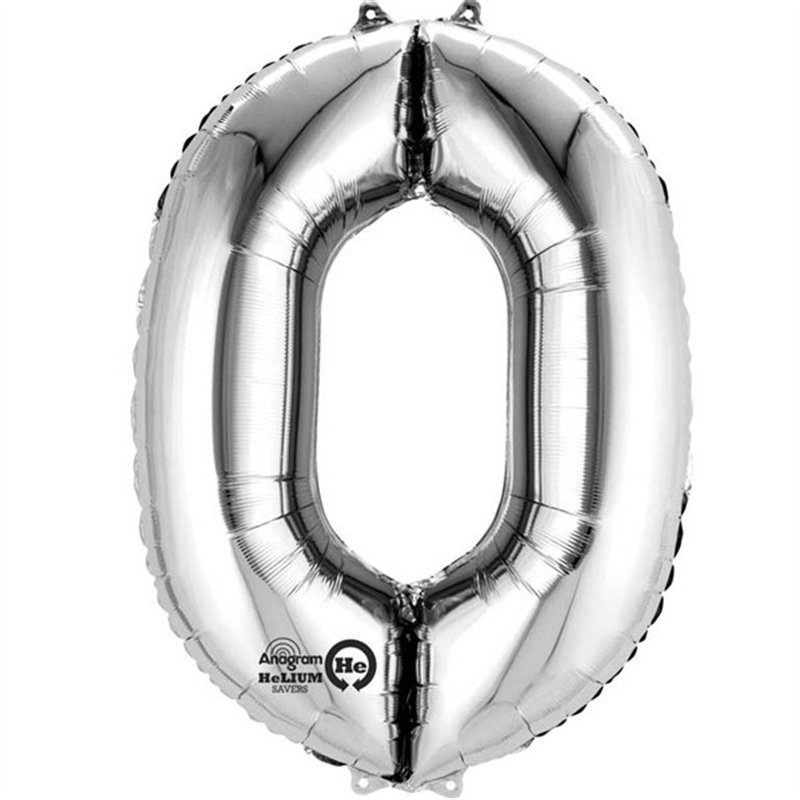SILVER NO. 0 SUPERSHAPE FOIL BALLOON