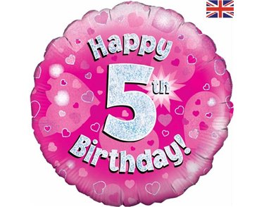 18IN HAPPY 5TH B/DAY PINK FOIL