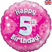 18IN HAPPY 5TH B/DAY PINK FOIL
