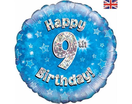 18IN HAPPY 9TH B/DAY BLUE FOIL