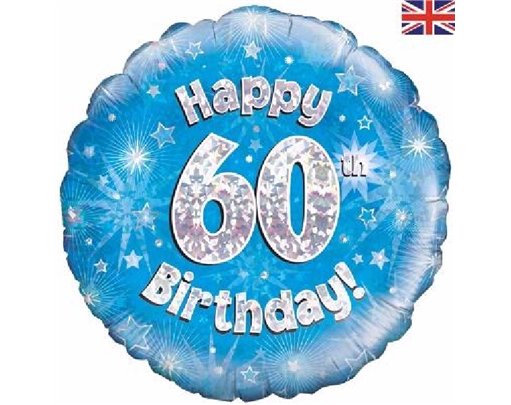 18IN 60TH B/DAY BLUE HOLO FOIL