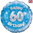 18IN 60TH B/DAY BLUE HOLO FOIL