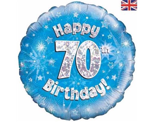18IN 70TH B/DAY BLUE HOLO FOIL