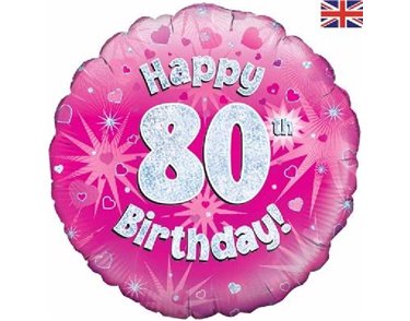 18IN 80TH B/DAY PINK HOLO FOIL