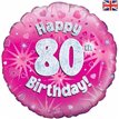 18IN 80TH B/DAY PINK HOLO FOIL