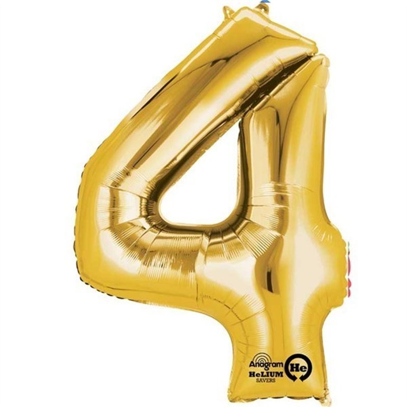 GOLD NO. 4 SUPERSHAPE FOIL BALLOON