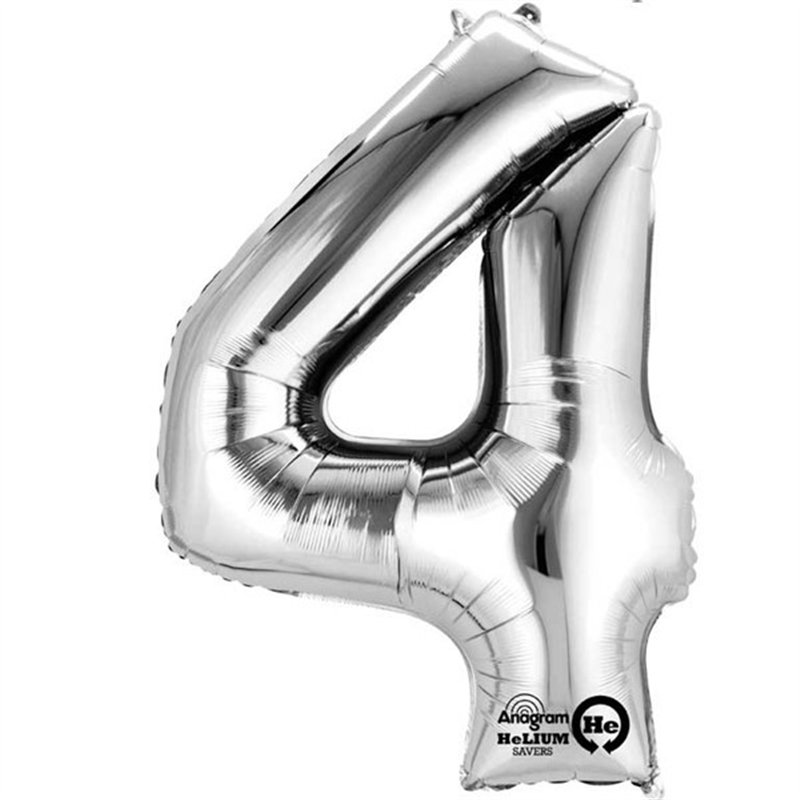 SILVER NO. 4 SUPERSHAPE FOIL BALLOON