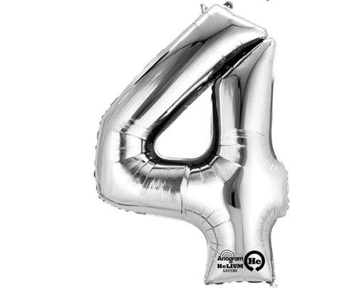SILVER NO. 4 SUPERSHAPE FOIL BALLOON