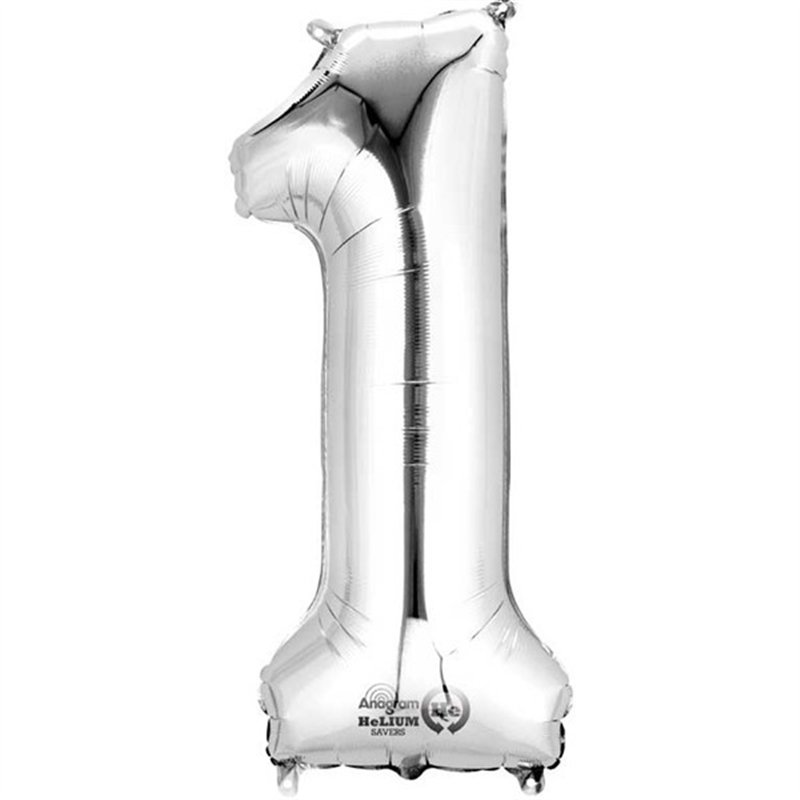 SILVER NO. 1 SUPERSHAPE FOIL BALLOON