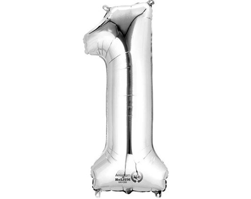 SILVER NO. 1 SUPERSHAPE FOIL BALLOON