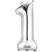 SILVER NO. 1 SUPERSHAPE FOIL BALLOON