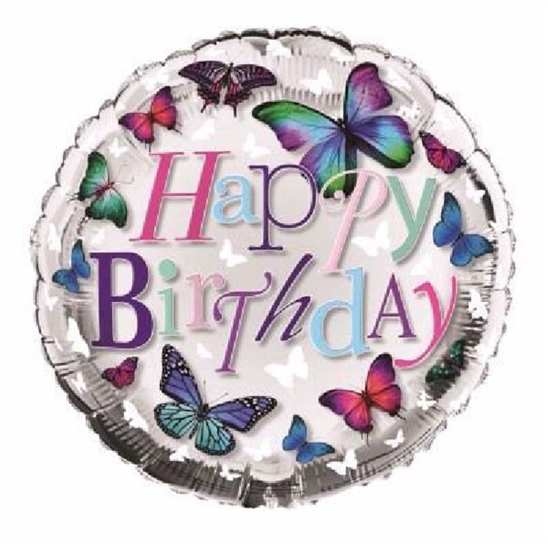 18IN HAPPY BIRTHDAY BUTTERFLY FOIL