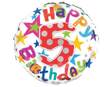18IN AGE 5 UNISEX FOIL BALLOON