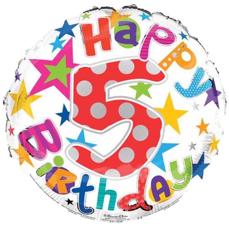 18IN AGE 5 UNISEX FOIL BALLOON