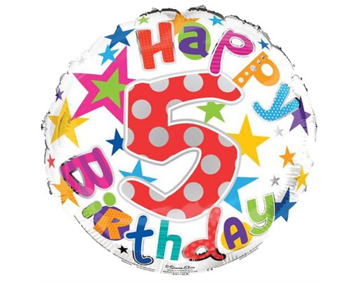18IN AGE 5 UNISEX FOIL BALLOON