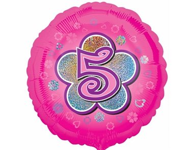18IN 5TH BIRTHDAY PINK FLOWERS FOIL