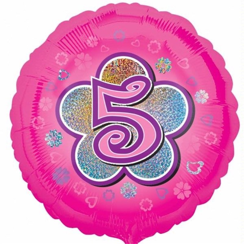 18IN 5TH BIRTHDAY PINK FLOWERS FOIL