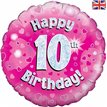 18IN HAPPY 10TH B/DAY PINK FOIL