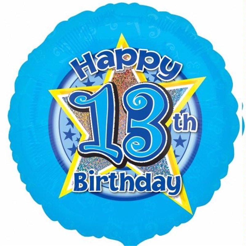 18IN 13TH BIRTHDAY BLUE STARS FOIL