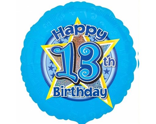 18IN 13TH BIRTHDAY BLUE STARS FOIL