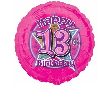 18IN 13TH BIRTHDAY PINK STARS FOIL