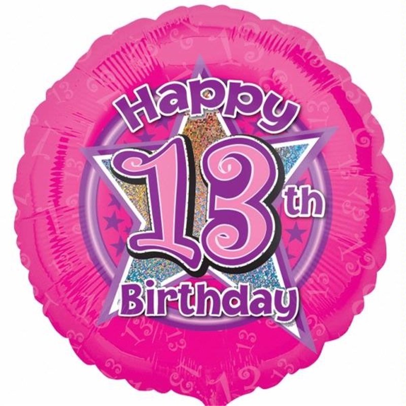 18IN 13TH BIRTHDAY PINK STARS FOIL