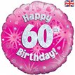 18IN 60TH B/DAY PINK HOLO FOIL