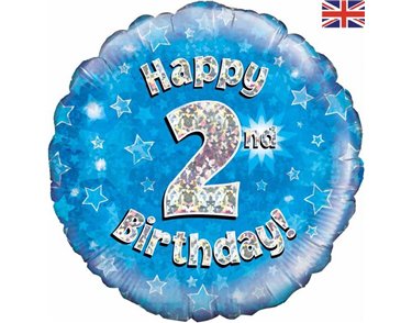 18IN HAPPY 2ND B/DAY BLUE FOIL