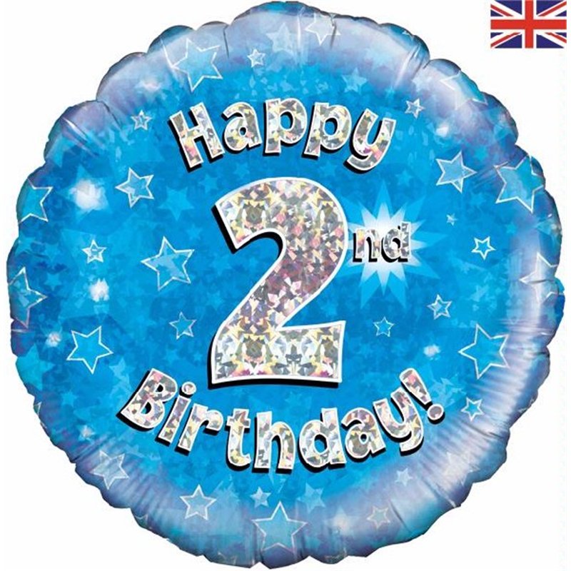 18IN HAPPY 2ND B/DAY BLUE FOIL