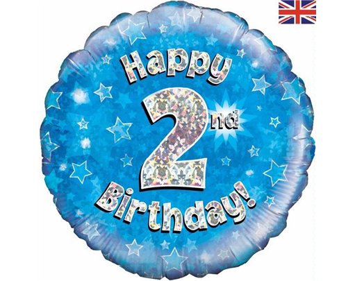 18IN HAPPY 2ND B/DAY BLUE FOIL