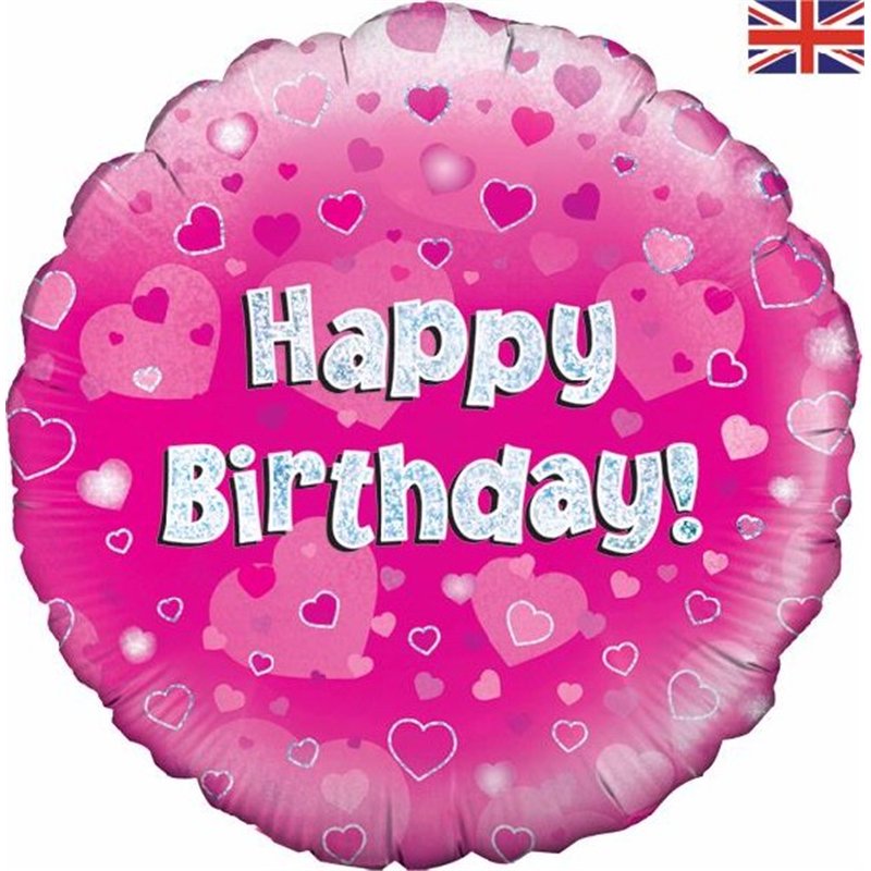 18IN HAPPY B/DAY PINK FOIL BALLOON