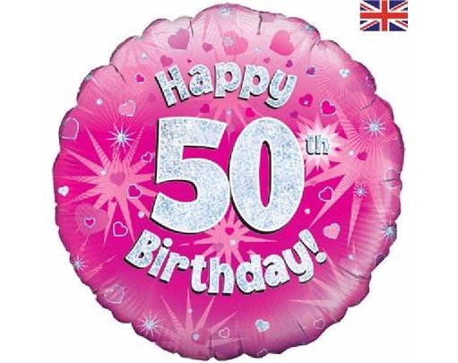 18IN 50TH B/DAY PINK HOLO FOIL