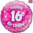 18IN 16TH B/DAY PINK HOLO FOIL