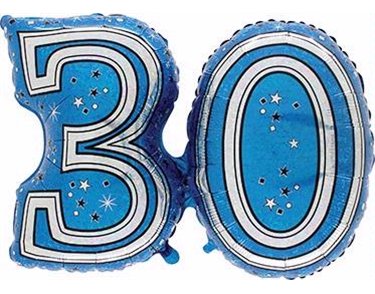 28IN 30TH BLUE FOIL BALLOON