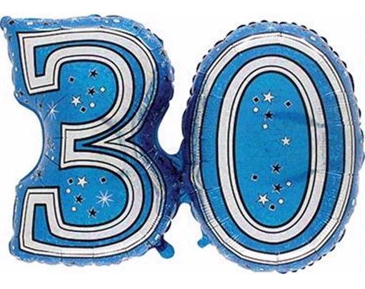 28IN 30TH BLUE FOIL BALLOON