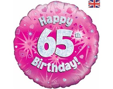 18IN 65TH B/DAY PINK HOLO FOIL