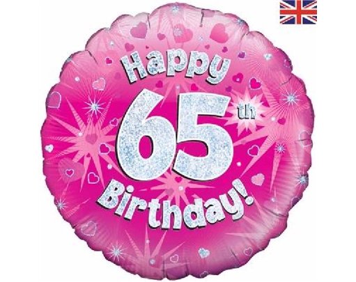 18IN 65TH B/DAY PINK HOLO FOIL