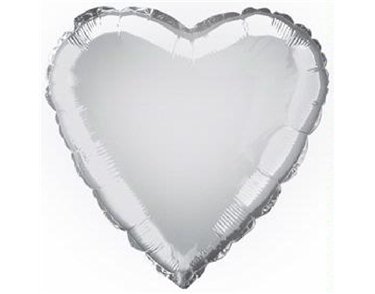 SILVER HEART 18IN FOIL BALLOON