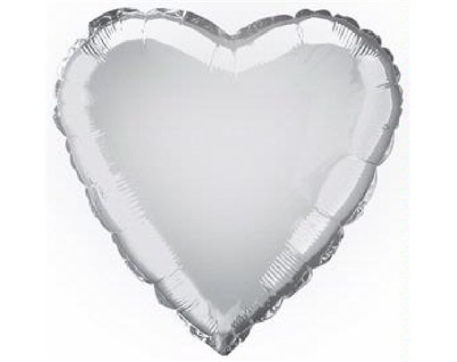 SILVER HEART 18IN FOIL BALLOON