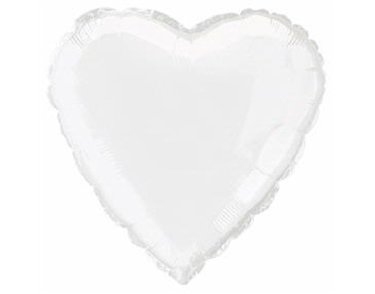 WHITE HEART 18IN FOIL BALLOON