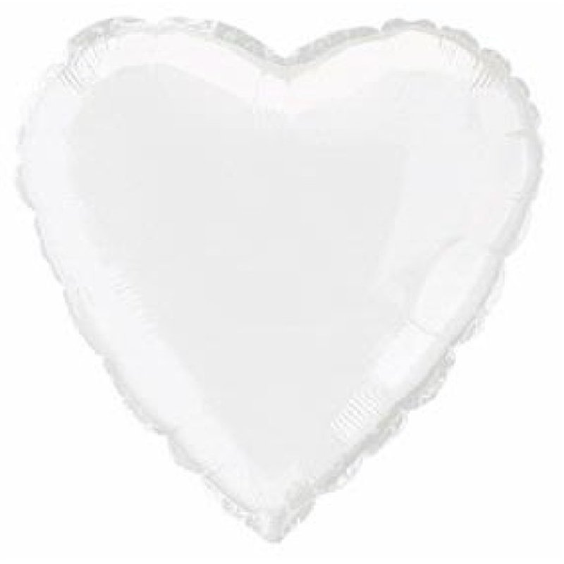 WHITE HEART 18IN FOIL BALLOON