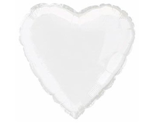 WHITE HEART 18IN FOIL BALLOON